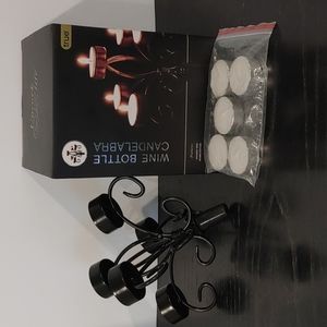"True" wrought iron wine bottle candelabra
